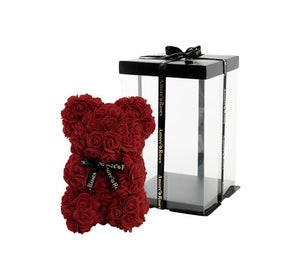 Dark Red Rose bear Surrounded with chocolate