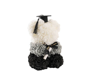 Pre-order - Graduation Amore Rose Bear w Black Bow&Hat Ombre Black(25cmH)