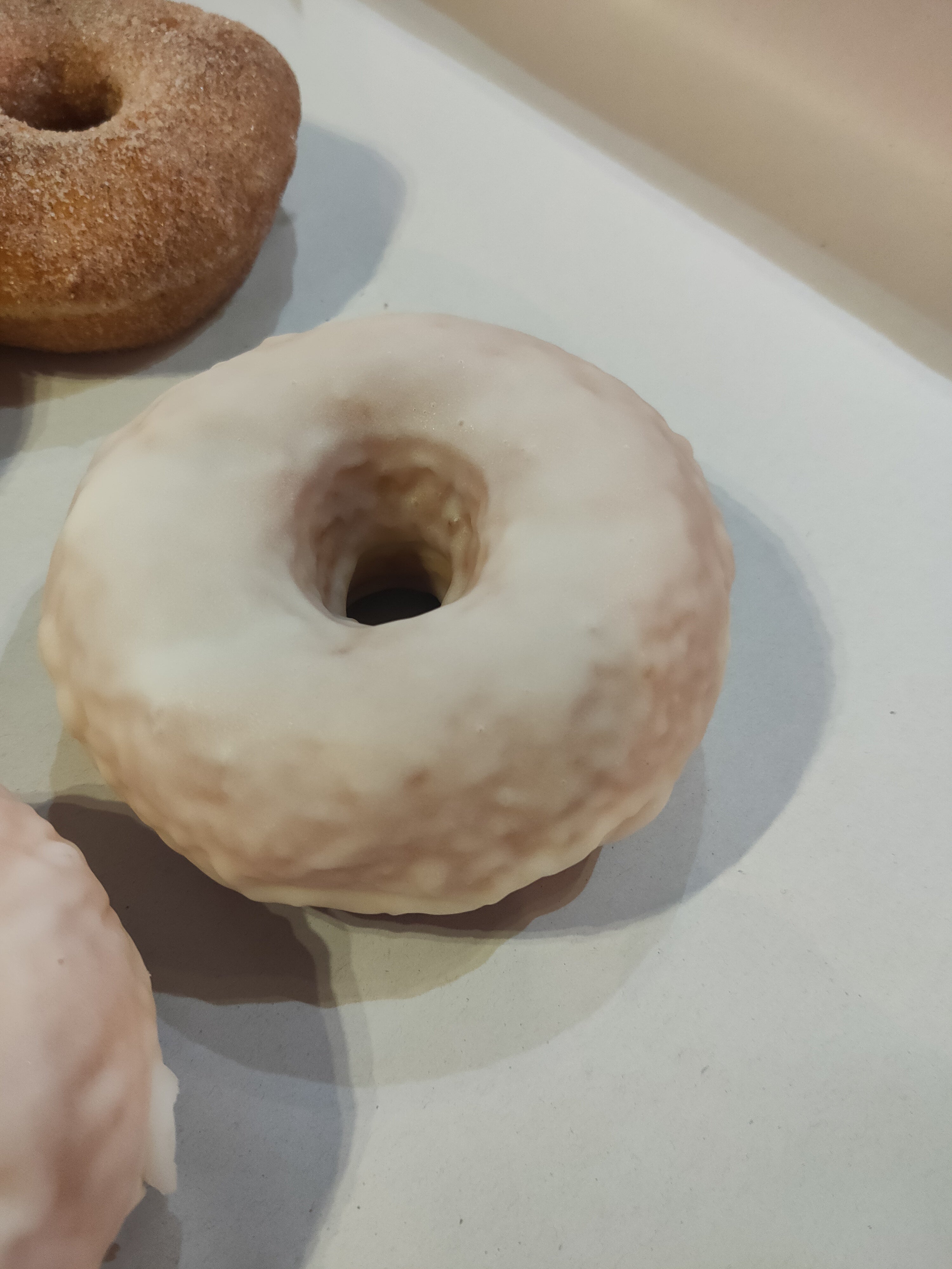 Large Vanilla plain Glazed Ring donut